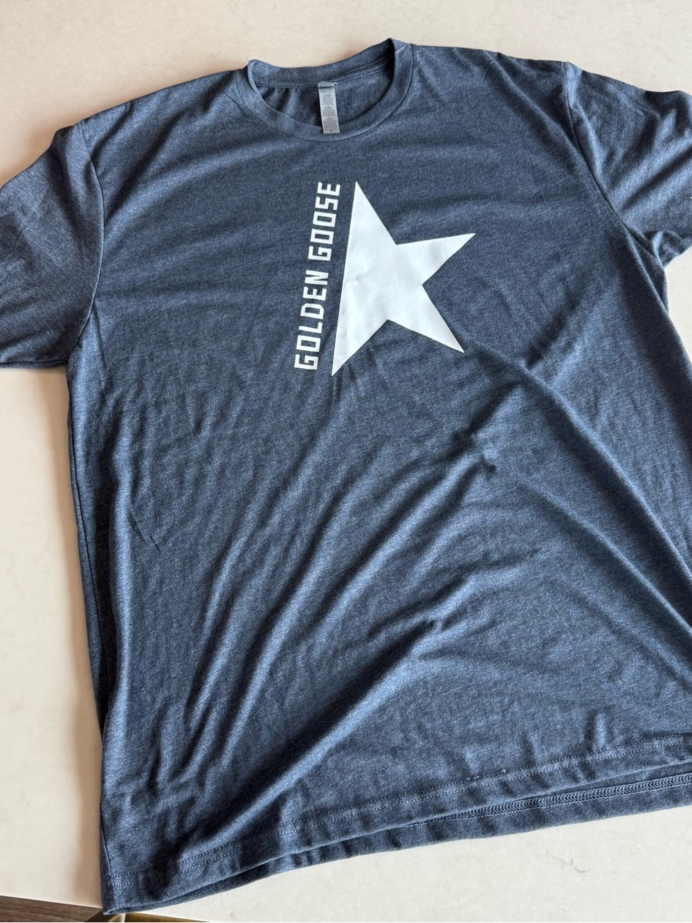 Super soft Heathered Navy T-Shirt with Golden Goose Branding